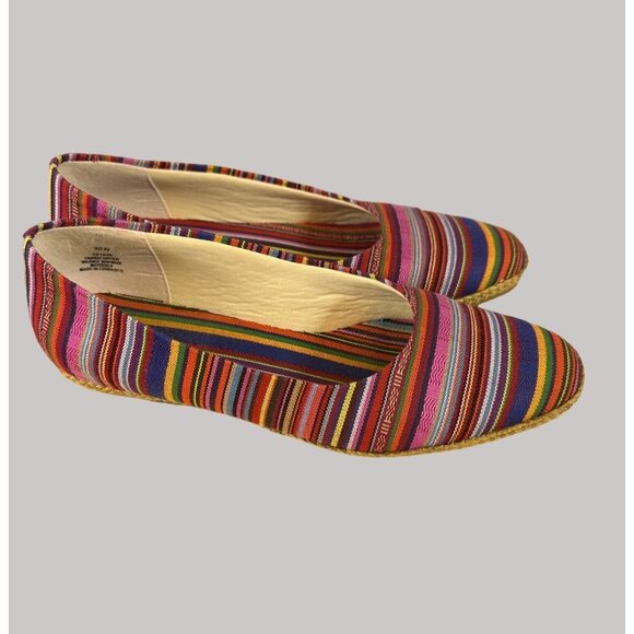 Beacon Women's Striped Multicolor Woven Step In Flats Sz 10N - Picture 2 of 15